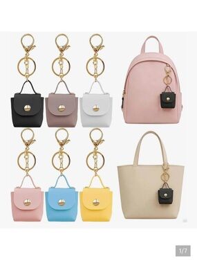 🆕  6 PCS Mini Backpack Keychain Super Smalls Makeup Bag Cute Snap Coin Wallet